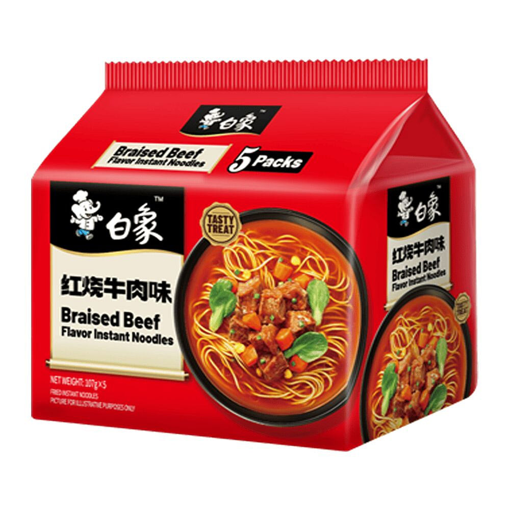 白象 经典红烧牛肉面 107g*五连包
